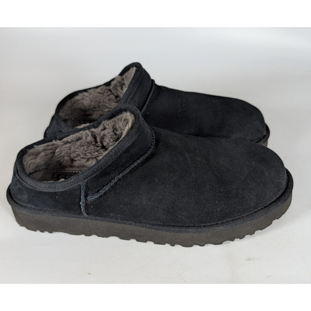 UGG CLASSIC SLIPPER Black Suede Wool Lined 1108193 Shoe Women's Size: 11
